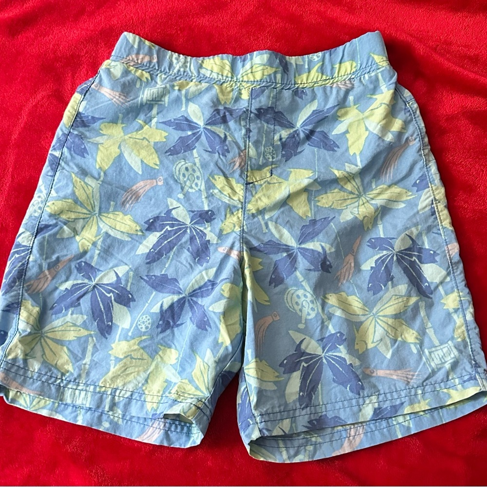 Columbia Kids Blue and Green Fishing Leaf Print Swimming Suit Shorts